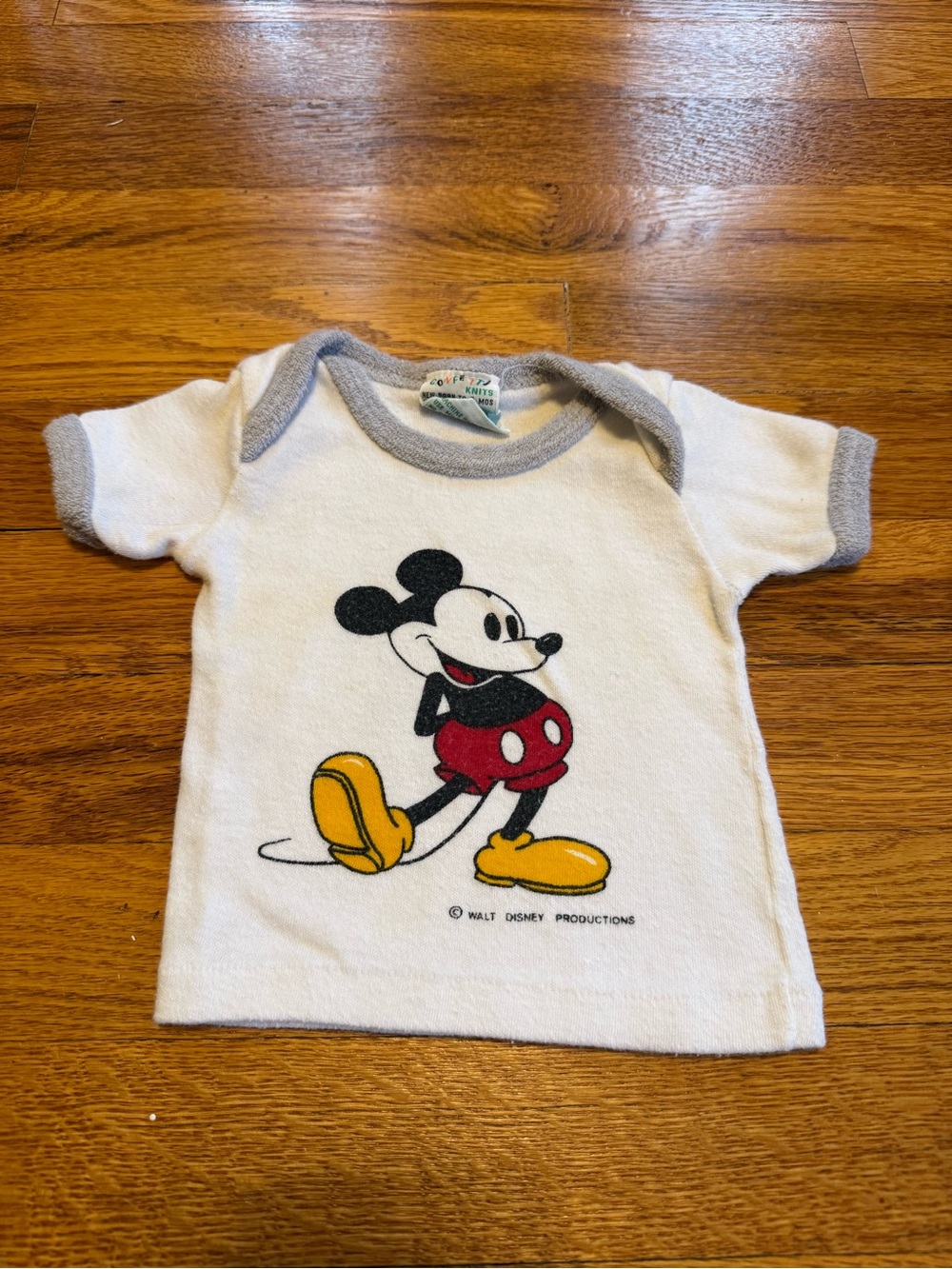 Mickey Mouse Disney Vintage New Born 6 Mo Shirt 70s 80s Retro Cartoon Top